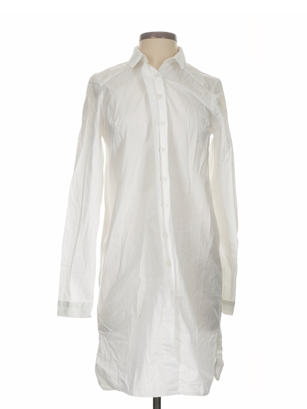 Classic White Button-Front Shirt Dress